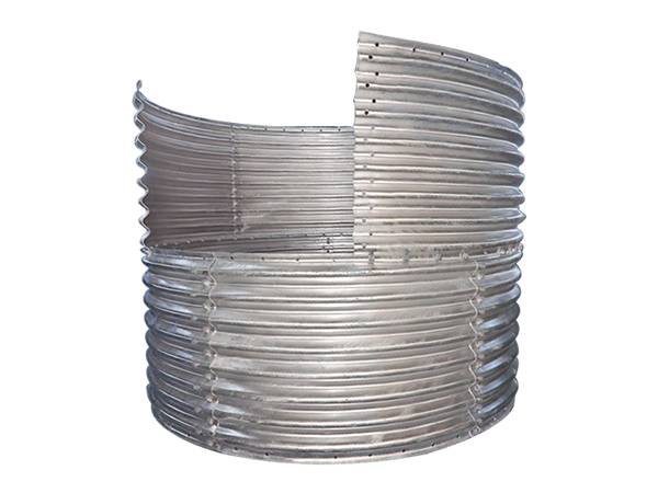 A part of assembled corrugated steel pipe consists of several corrugated plates.