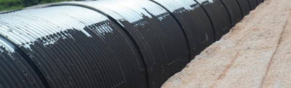 The picture shows the corrugated metal pipe polymer coating.